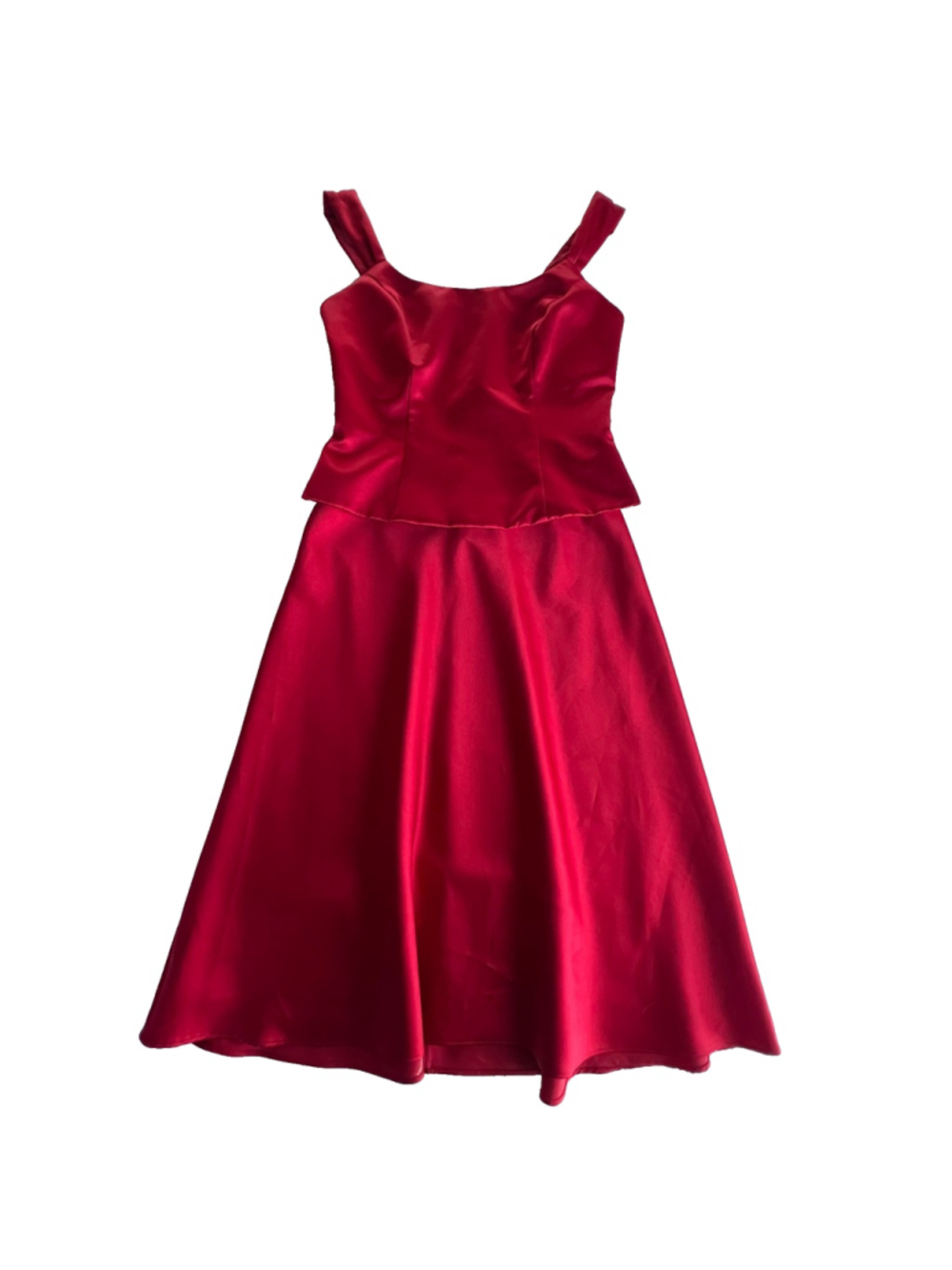 Davids Bridal Vintage Red Two-Piece Formal Top Midi Skirt Set Sz S Classic